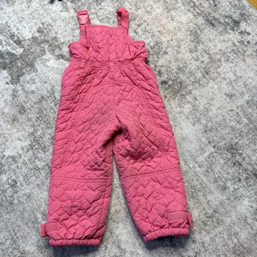 Baby GAP Fleece Lined Quilted Snow Pants Bibs Winter 3 Years 3T Toddler Pink